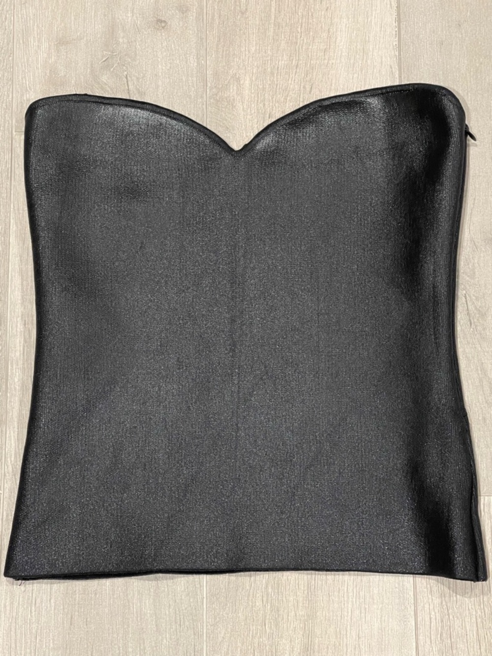 ZARA Black Leather Look like Strapless Top Bustier Tube Top Size L